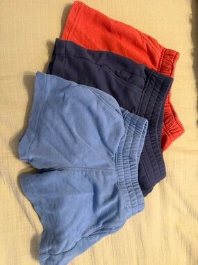 Kids Elastic Waist Casual Shorts - Light Blue, Navy & Red